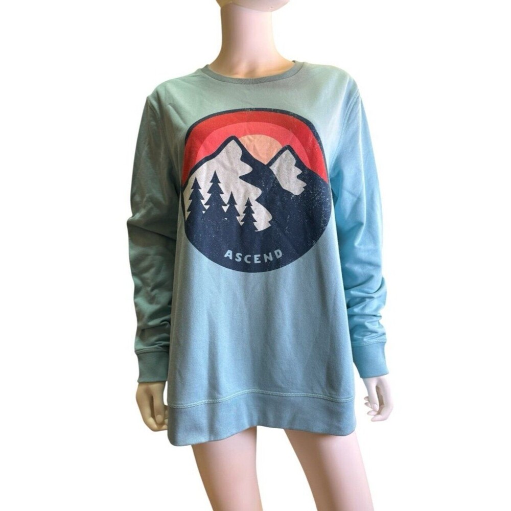 Ascend Womens To and Fro Sunset Mountain Graphic Sweatshirt Blue Size Xl NWT